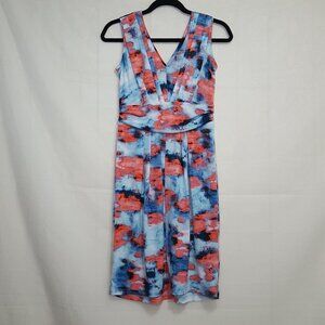 Simply Vera Vera Wang Watercolor pleated dress blue coral Size XS